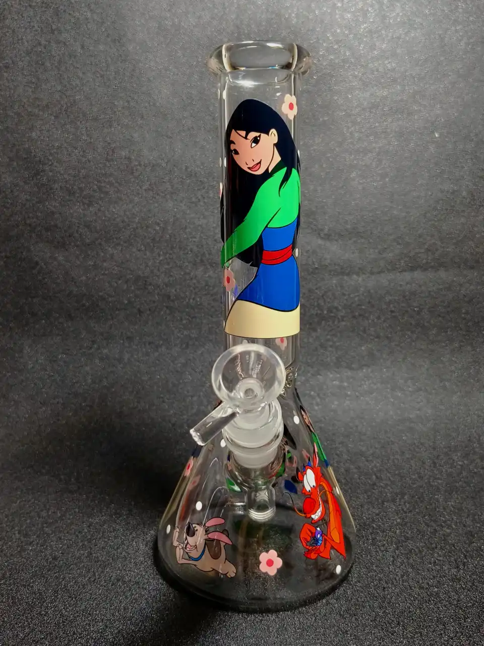10-Inch Forest Green Strawberry Blossom Beaker Glass Bong