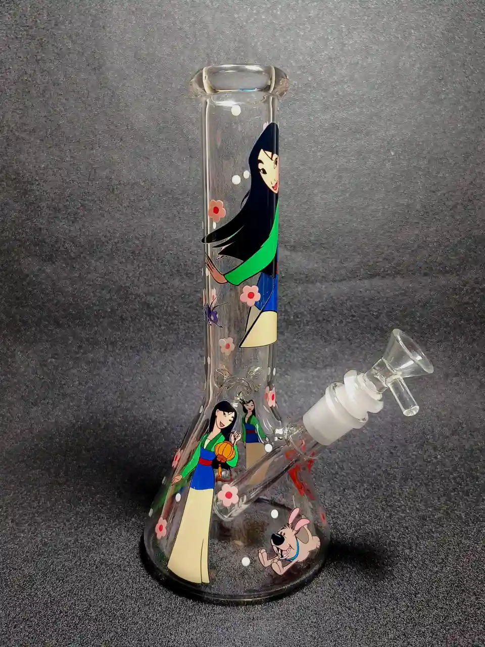 10-Inch Forest Green Strawberry Blossom Beaker Glass Bong - Image 2