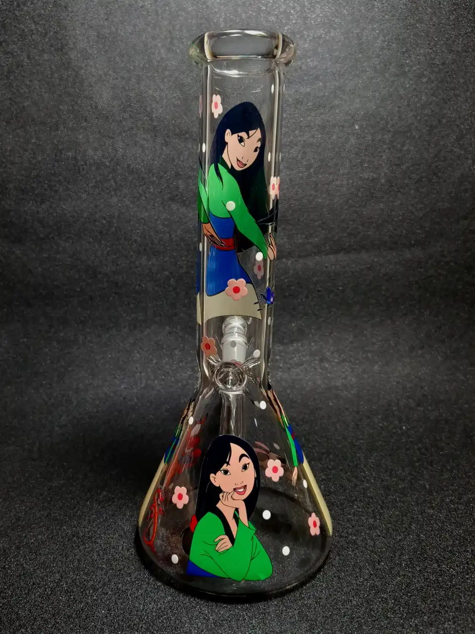 10-Inch Forest Green Strawberry Blossom Beaker Glass Bong - Image 3