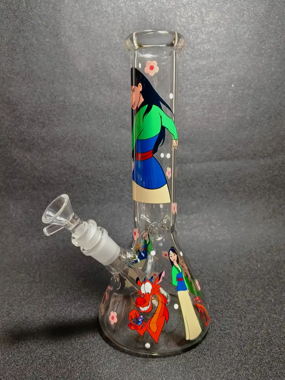 10-Inch Forest Green Strawberry Blossom Beaker Glass Bong - Image 4