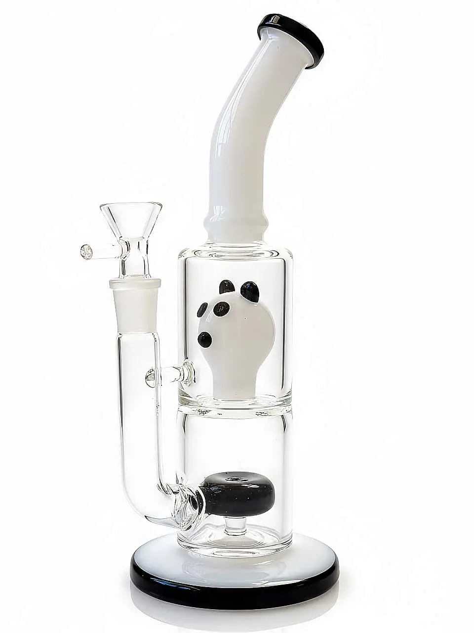 10-Inch Panda-Themed Black & White Glass Bong - Image 2