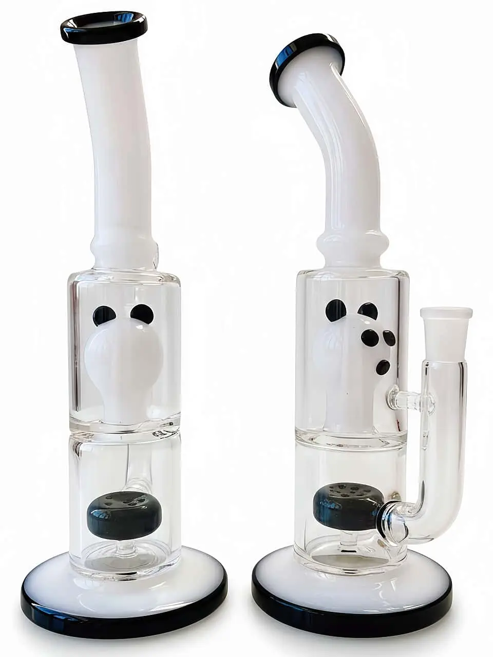 10-Inch Panda-Themed Black & White Glass Bong