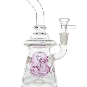 8-Inch Pink Borosilicate Glass Bong with Showerhead and Swiss Perc