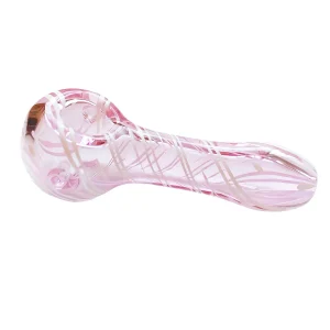 4-Inch Pink Swirl Borosilicate Glass Spoon Hand Pipe