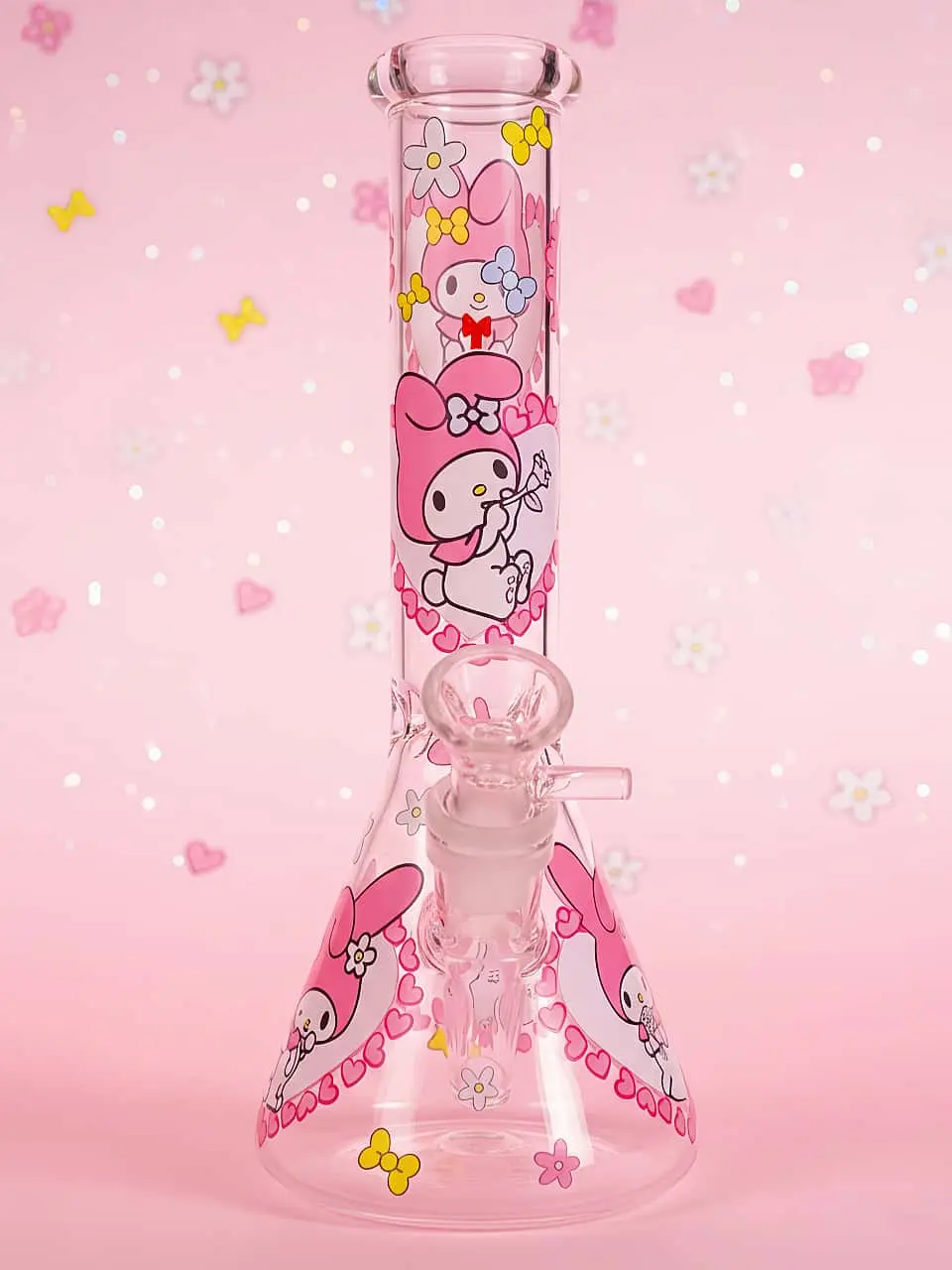 10-Inch Pink Heart My Melody Glass Beaker Bong - Image 5