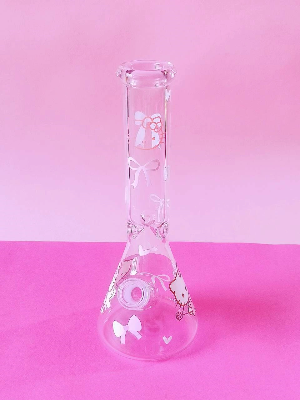 10 Inch Pink Fairy Hello Kitty Borosilicate Glass Beaker Bong - Image 3