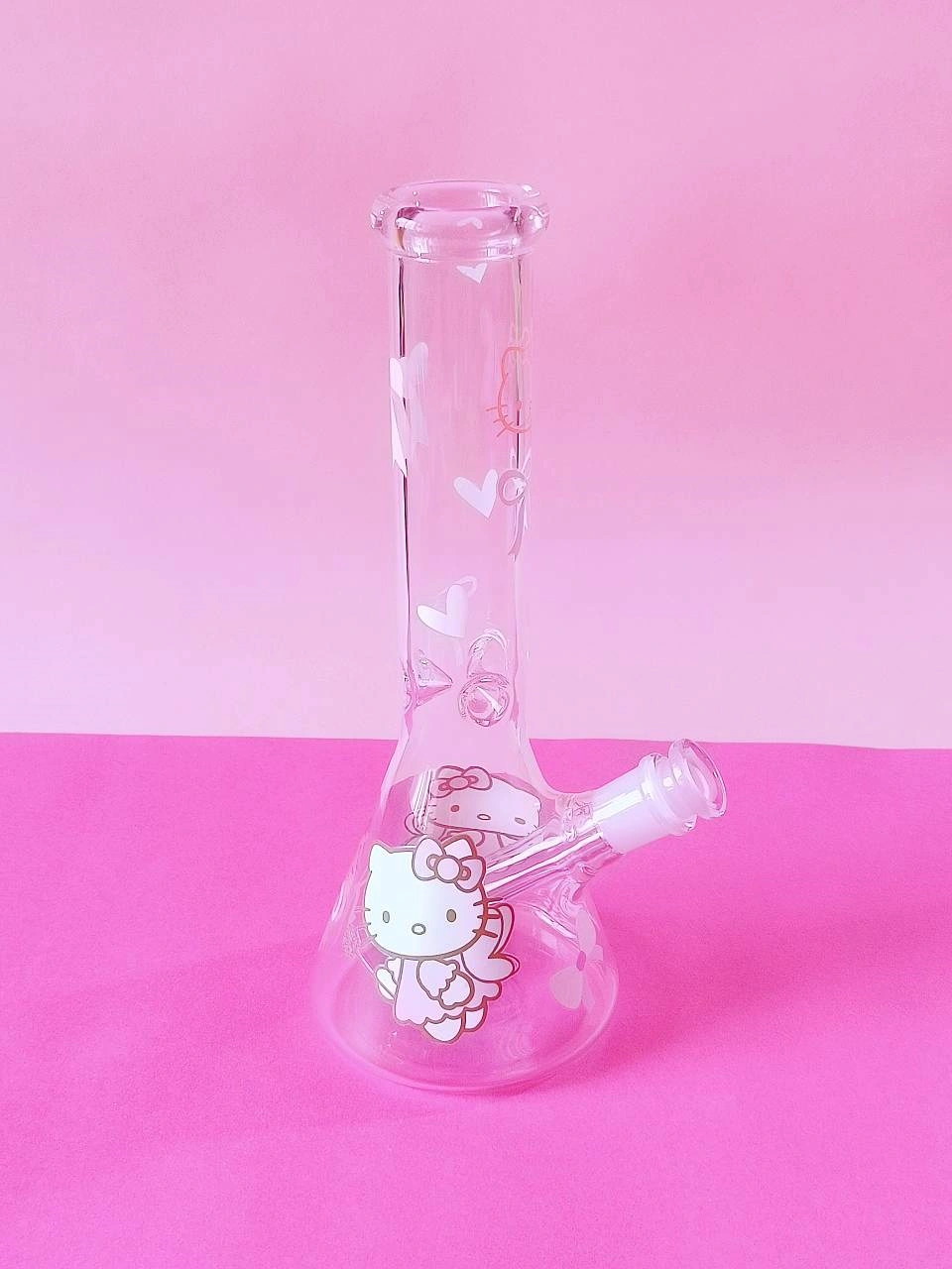 10 Inch Pink Fairy Hello Kitty Borosilicate Glass Beaker Bong - Image 4