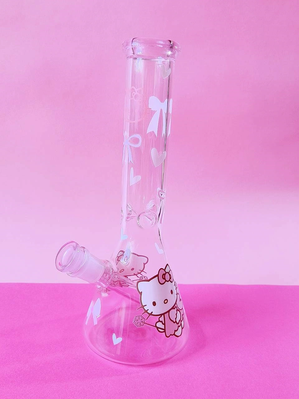 10 Inch Pink Fairy Hello Kitty Borosilicate Glass Beaker Bong - Image 6