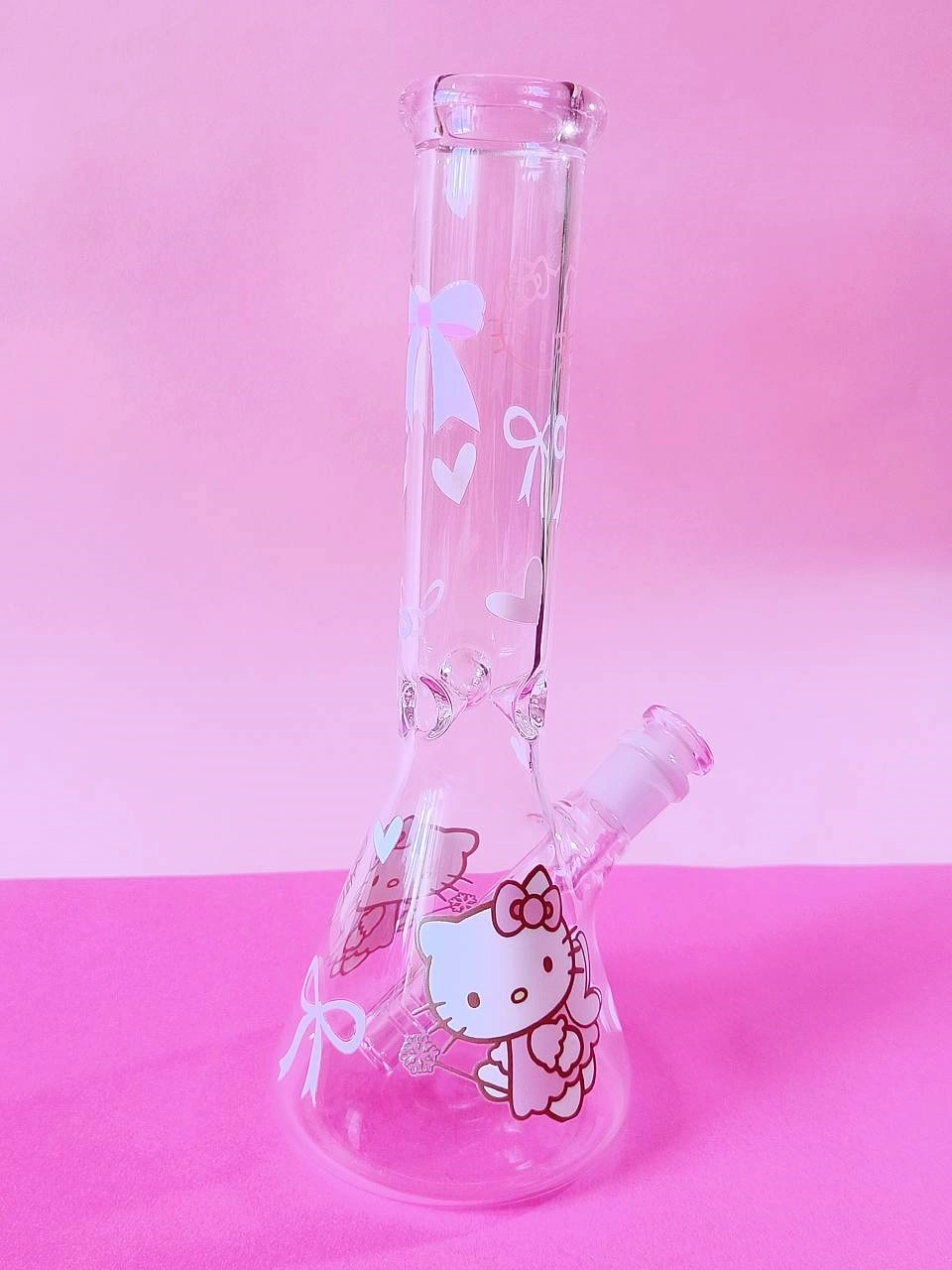 10 Inch Pink Fairy Hello Kitty Borosilicate Glass Beaker Bong - Image 7