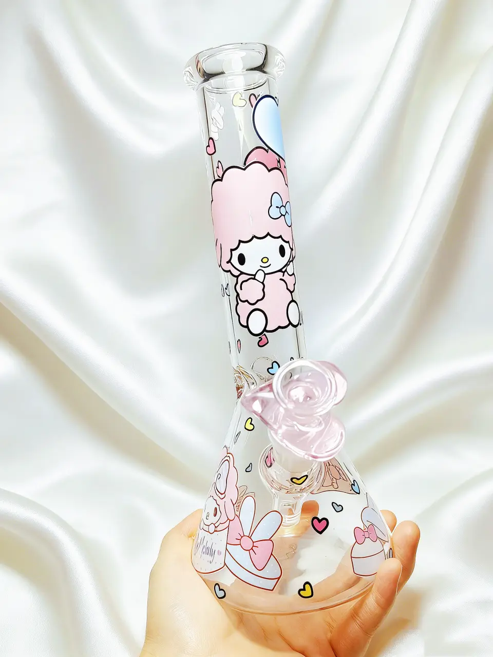 10-Inch Pink My Sweet Piano Borosilicate Glass Beaker Bong - Image 5