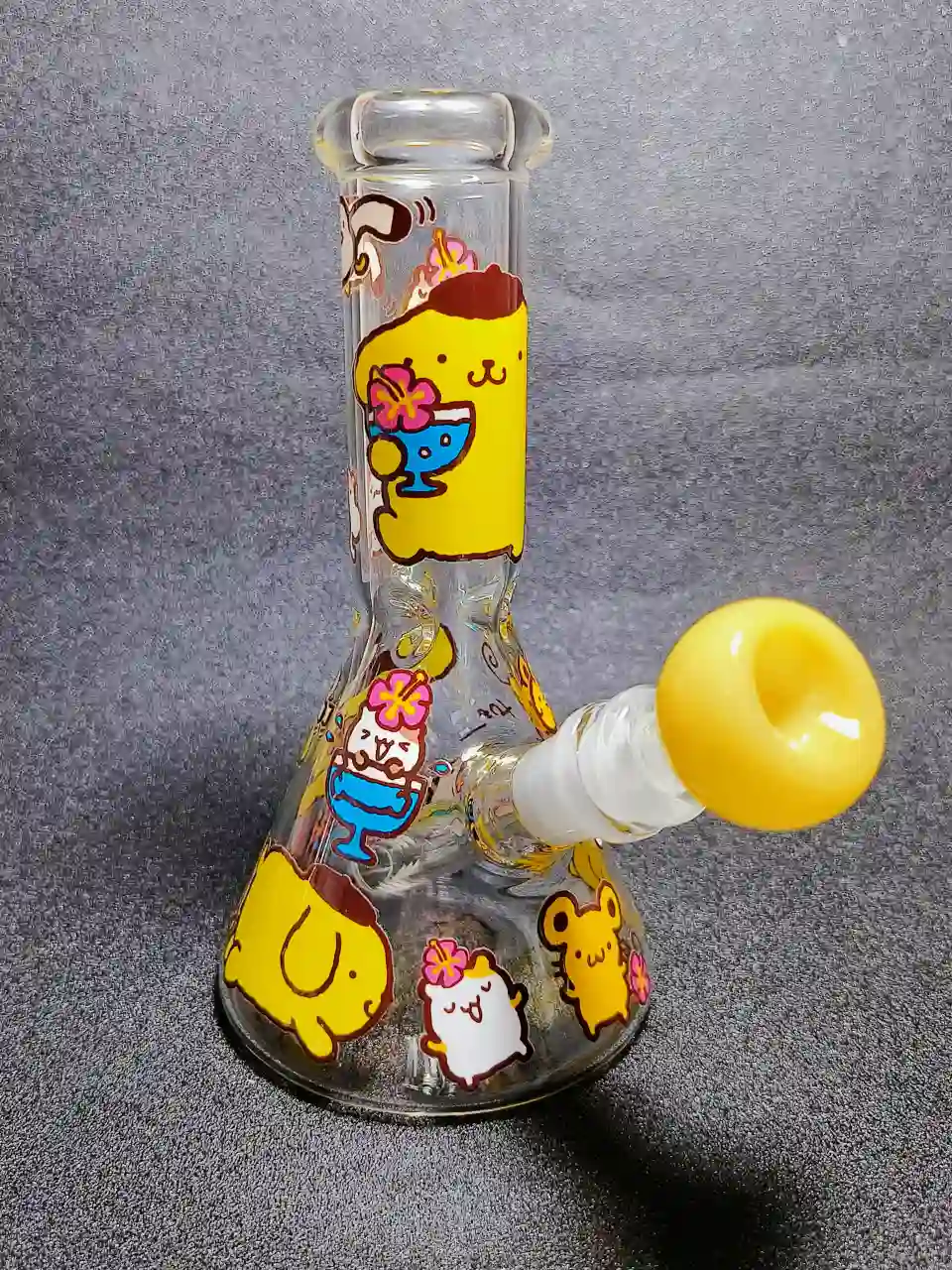 Pompompurin Summer Island 8 Inch Beaker Glass Bong