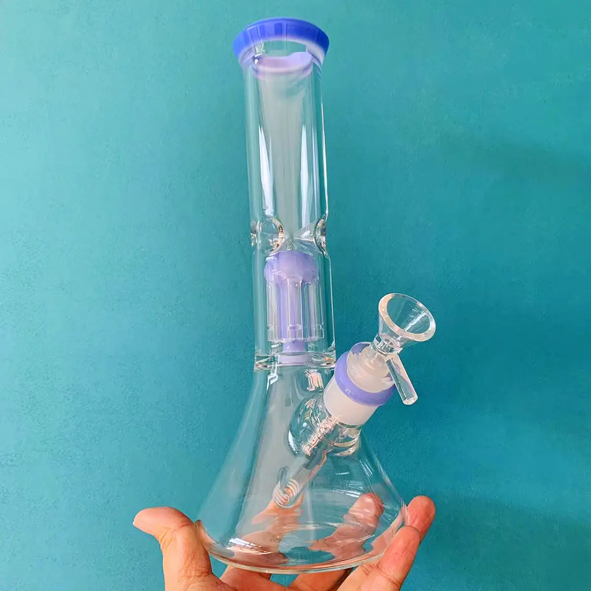 11 Inch Borosilicate Glass Beaker Bong with Tree Perc and Ice Catcher