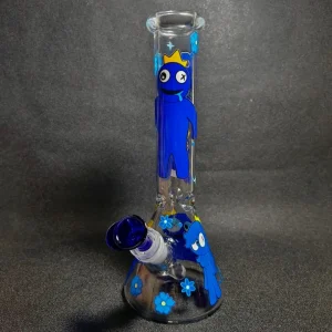 Rainbow Friends Blue 10-Inch Crown & Flower Beaker Glass Bong