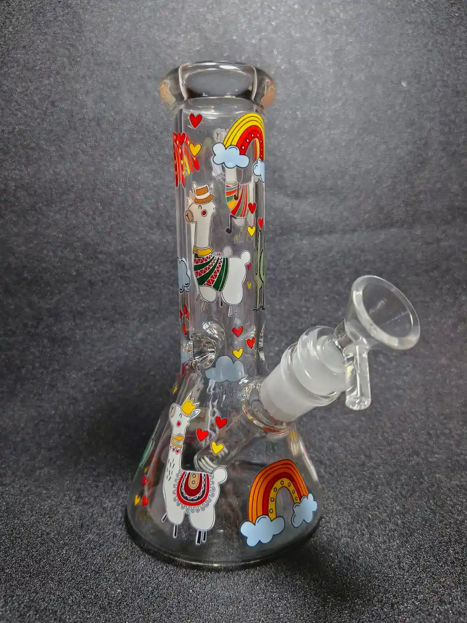 Rainbow Llama Hearts & Clouds 8-Inch Cute Beaker Bong