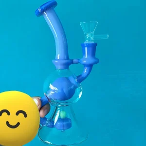 7-Inch Blue Recycler Ball Dab Rig with Showerhead Perc
