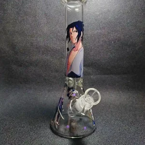 10 Inch Sasuke Uchiha Lightning Awakening Beaker Glass Bong