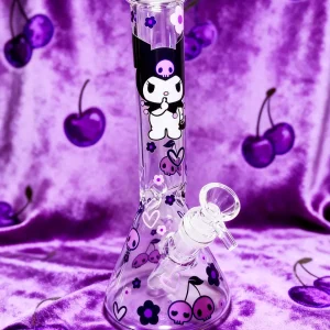10-Inch Kuromi Skull Cherry Beaker Glass Bong