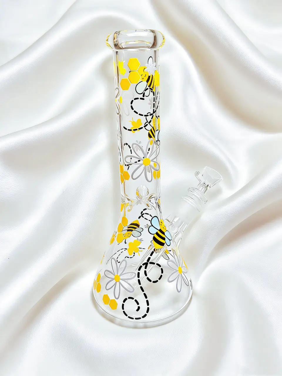 10-Inch Busy Bee & Flower Sunny Beaker Glass Bong - Image 3