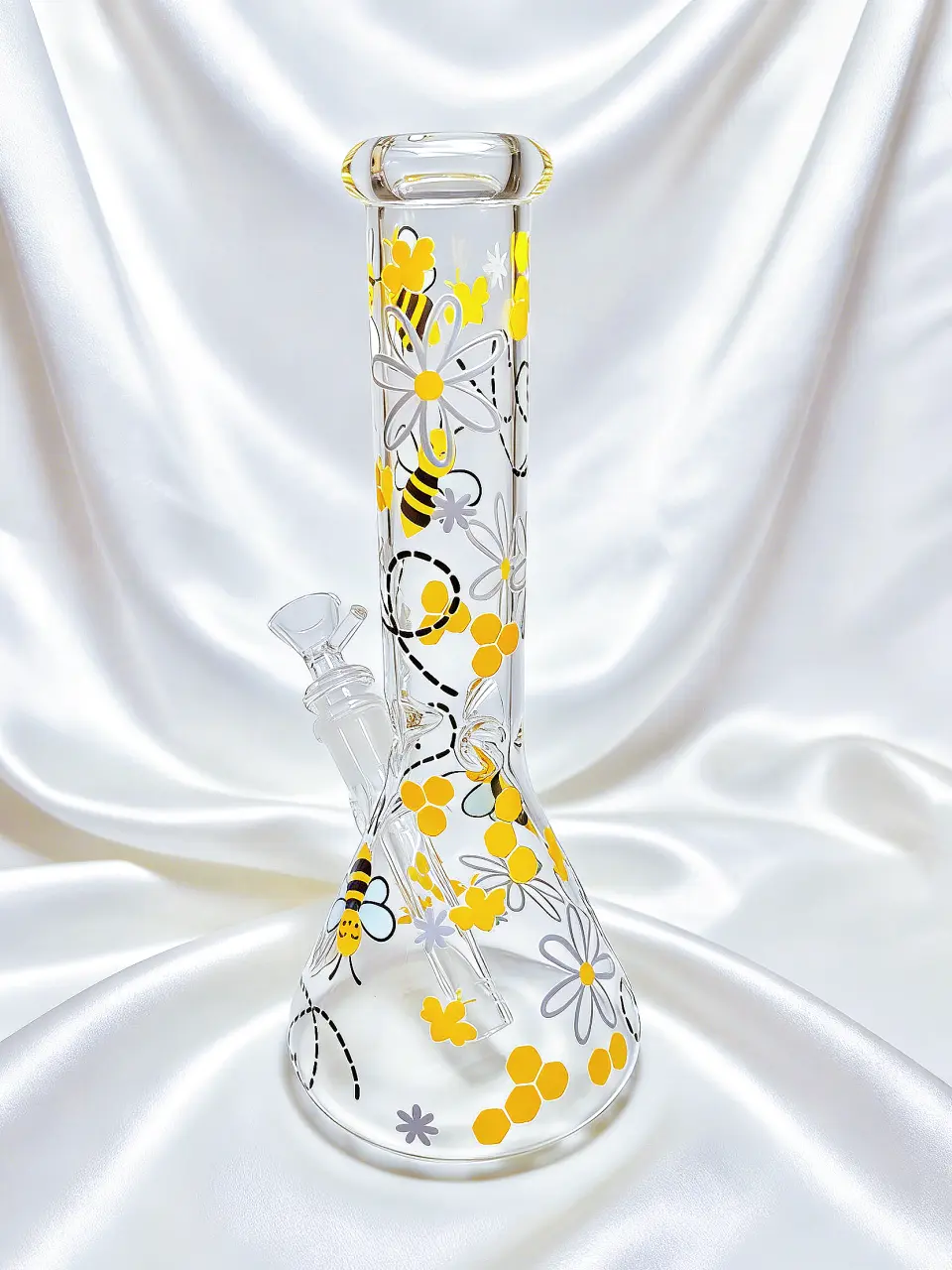 10-Inch Busy Bee & Flower Sunny Beaker Glass Bong - Image 2