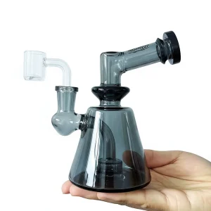 6-Inch Smoky Gray Mini Beaker Dab Rig with Showerhead Perc