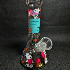 8-Inch Snoopy Hearts & Flowers Beaker Glass Bong