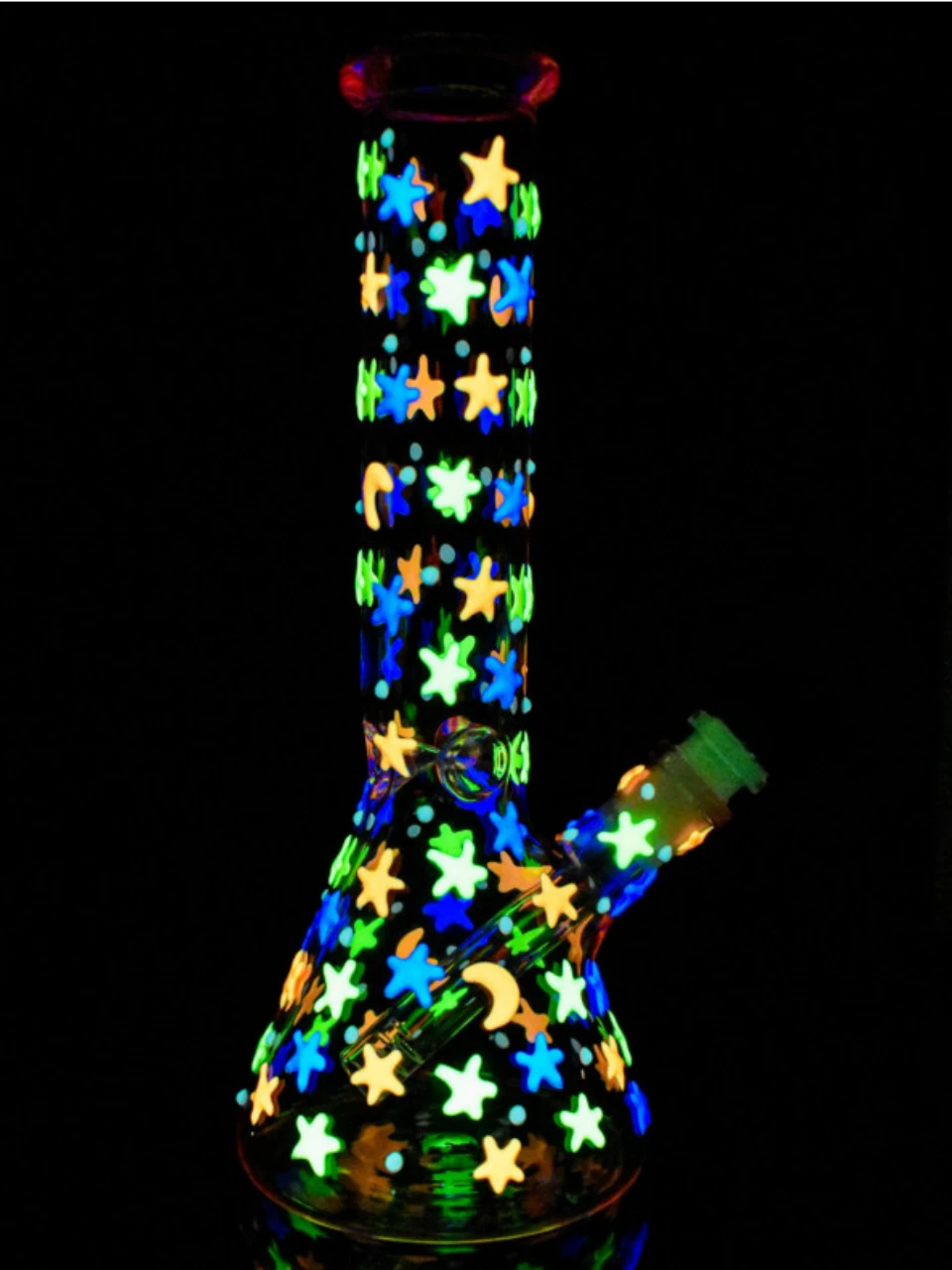 10-Inch Pink Glow-in-the-Dark Stars & Moon Beaker Bong - Image 2
