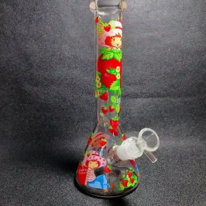 10 Inch Strawberry Shortcake Inspired Retro Garden Beaker Glass Bong