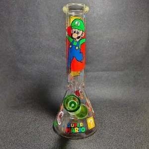 10 Inch Luigi Question Block Beaker Glass Bong