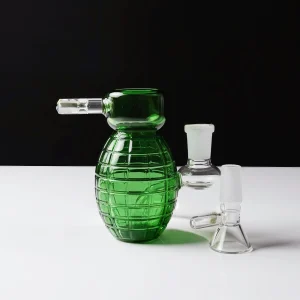 Tactical Grenade Borosilicate Glass Mini Bubbler - Blue & Green