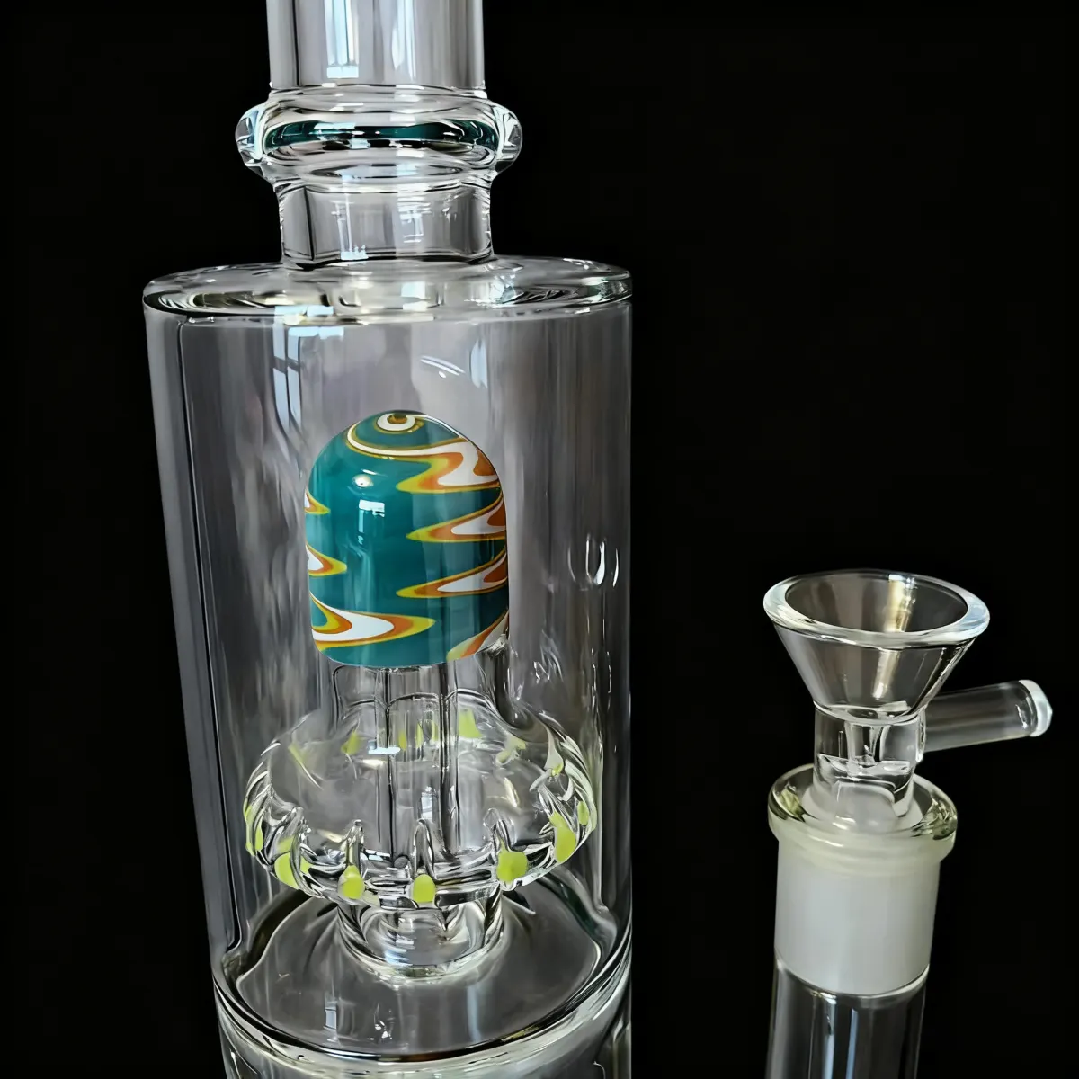 13 Inch Lake Green Straight Tube Bong with Inline and UFO Percs - Image 2