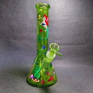 10-Inch The Little Mermaid Green Iridescent Beaker Glass Bong