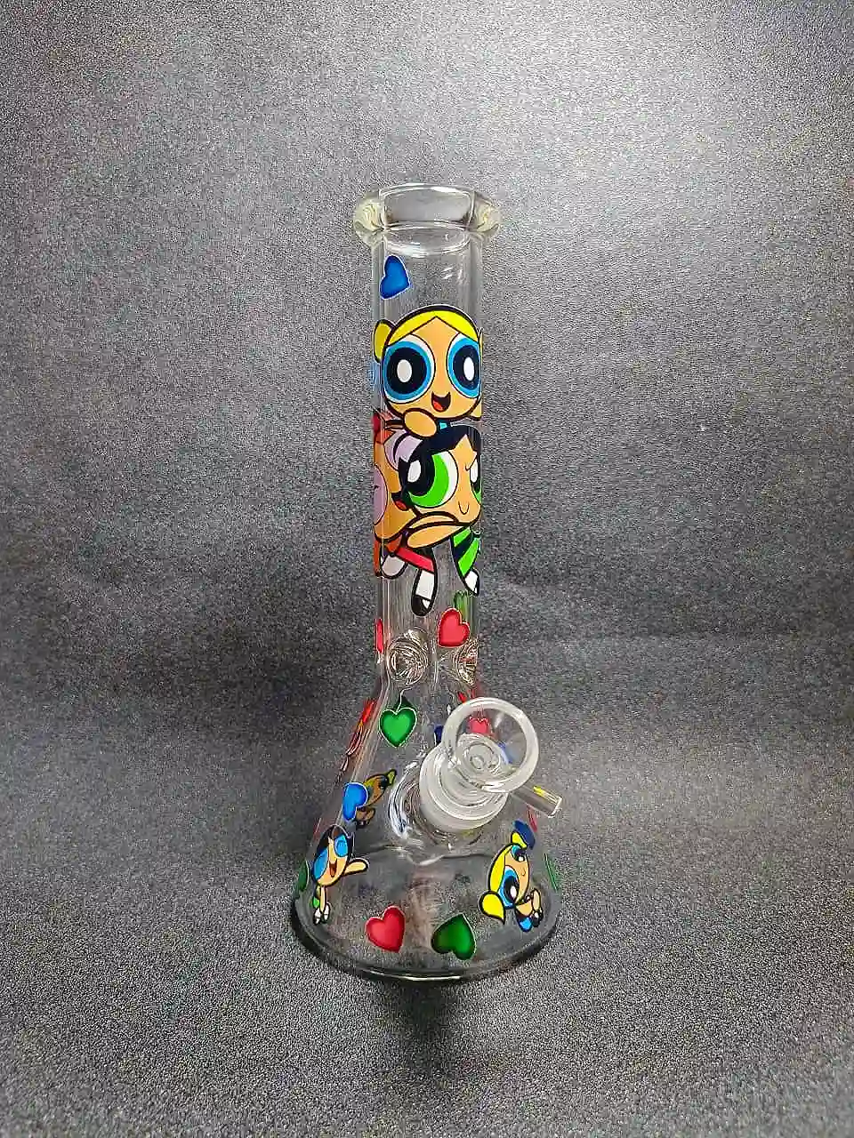 10 Inch The Powerpuff Girls Y2K Heart Clear Beaker Bong