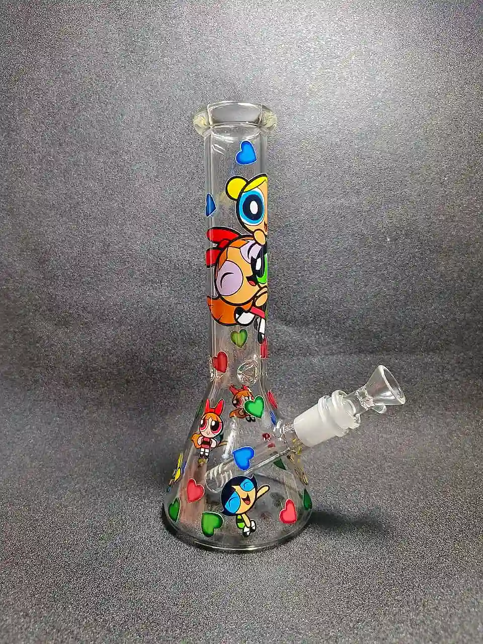 10 Inch The Powerpuff Girls Y2K Heart Clear Beaker Bong - Image 2