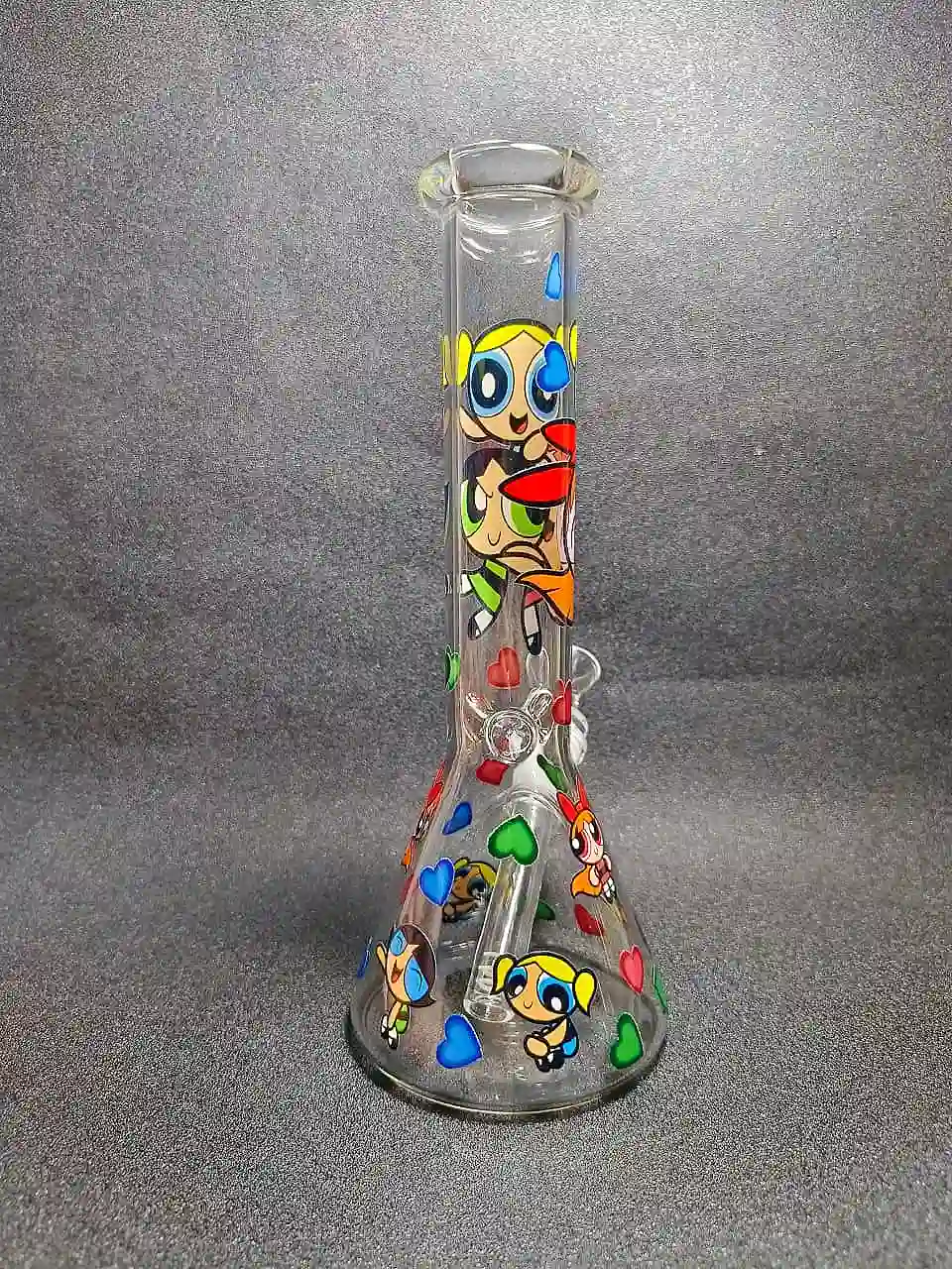 10 Inch The Powerpuff Girls Y2K Heart Clear Beaker Bong - Image 3