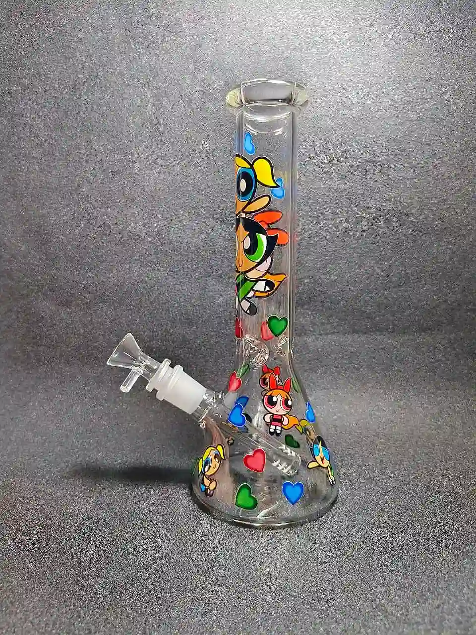 10 Inch The Powerpuff Girls Y2K Heart Clear Beaker Bong - Image 4