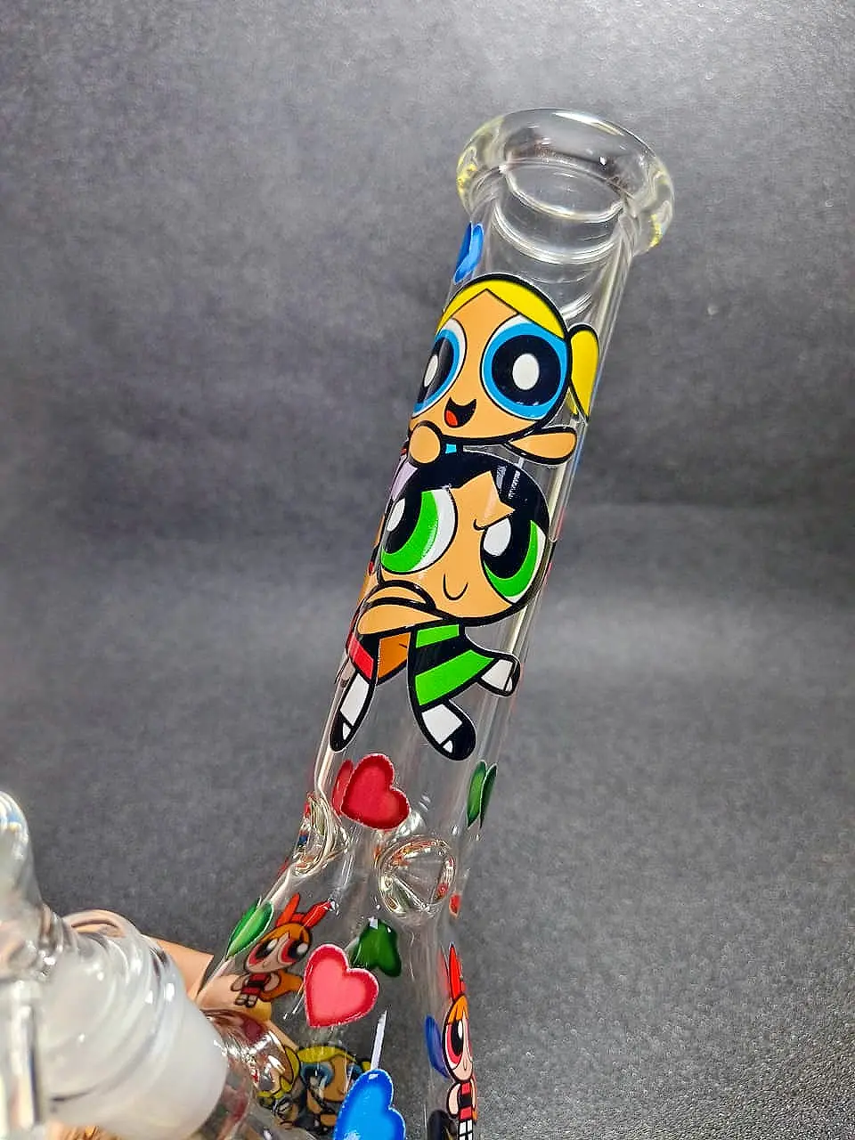 10 Inch The Powerpuff Girls Y2K Heart Clear Beaker Bong - Image 5