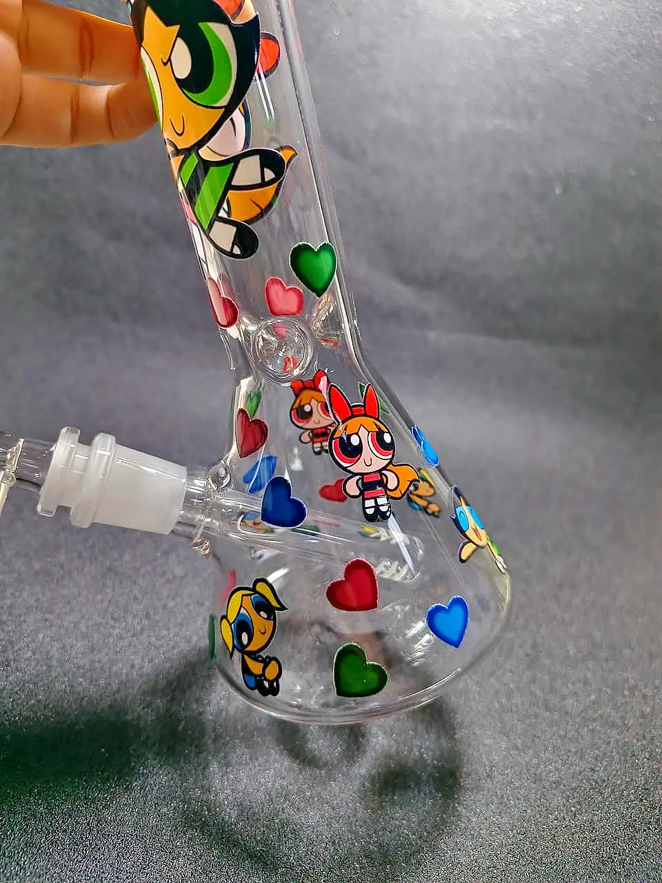 10 Inch The Powerpuff Girls Y2K Heart Clear Beaker Bong - Image 6