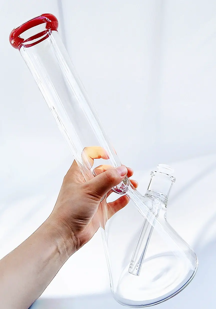 14-Inch 7mm Beaker Bong with Northstar Red Accents - Image 2