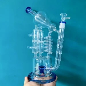 13 Inch UFO Cogwheel Honeycomb Dual-Percolator Recycler Glass Bong