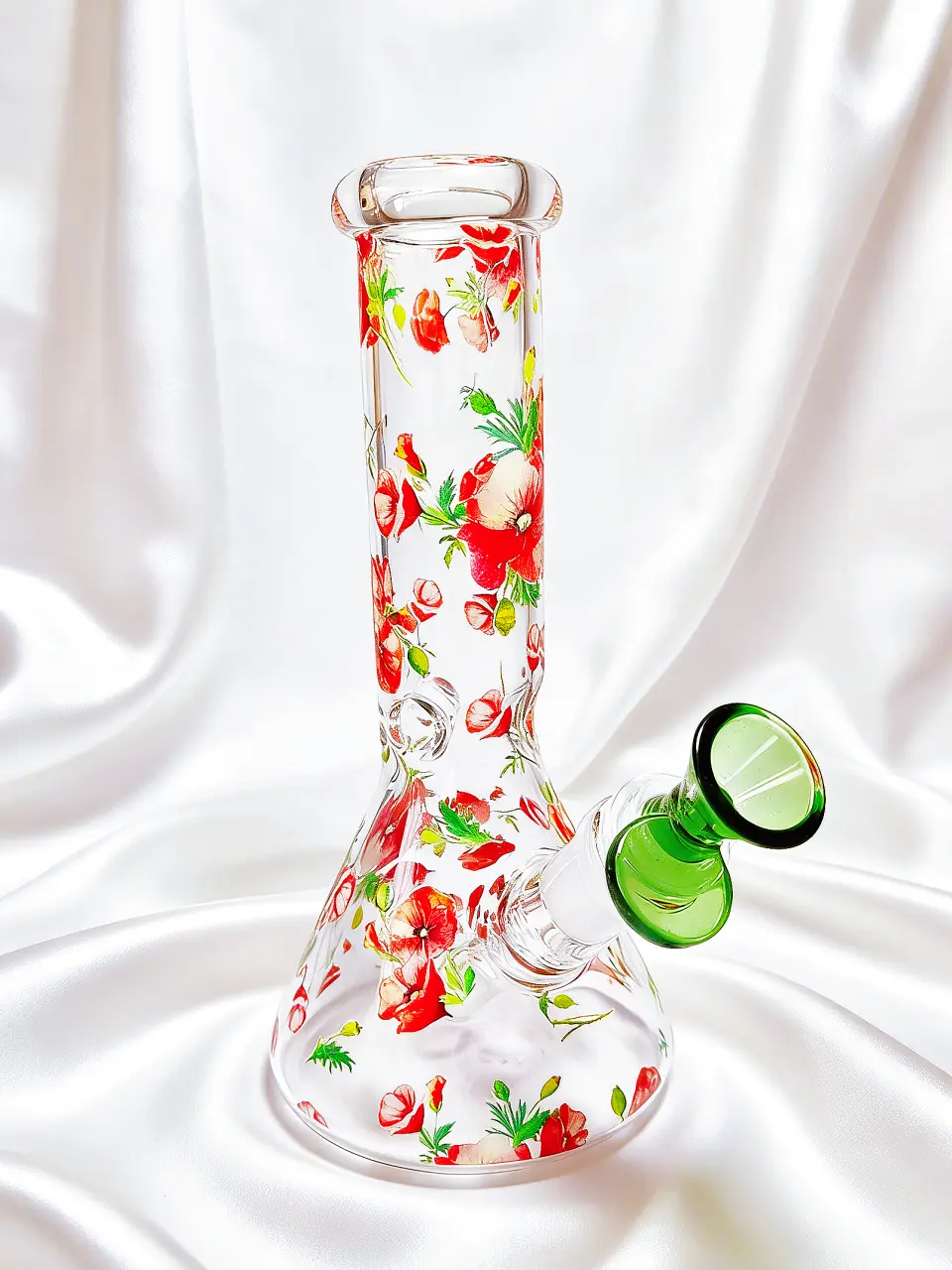 8 Inch Poppy Botanical Beaker Glass Bong - Image 5
