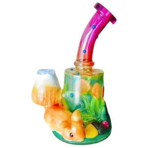 6.7-Inch Fox and Mushroom Borosilicate Glass Bong